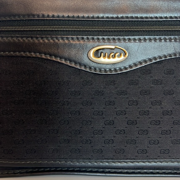GUCCI black canvas and leather crossbody vintage purse bag - Picture 3 of 17